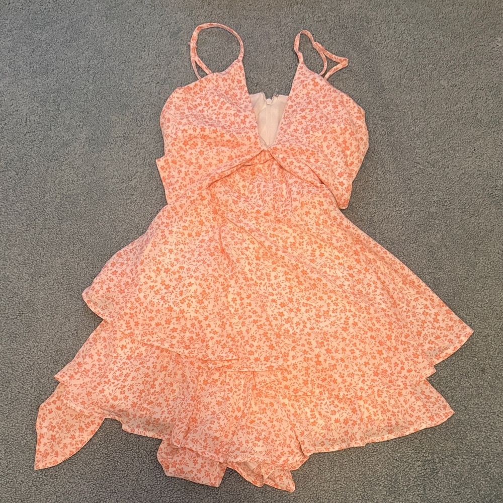 Floral Pink Ruffle Romper - Picture 2 of 2
